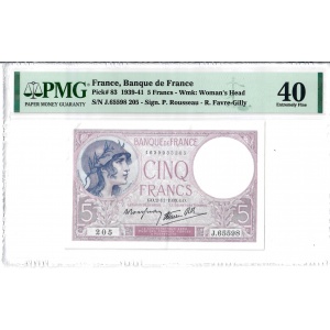 5 Francs, France 1939-41