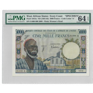 5000 Francs, Ivory Coast 1961-65