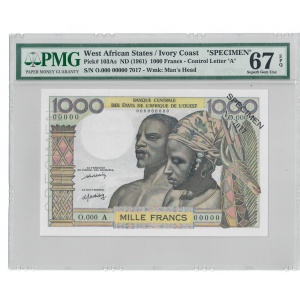1000 Francs, Ivory Coast 1961