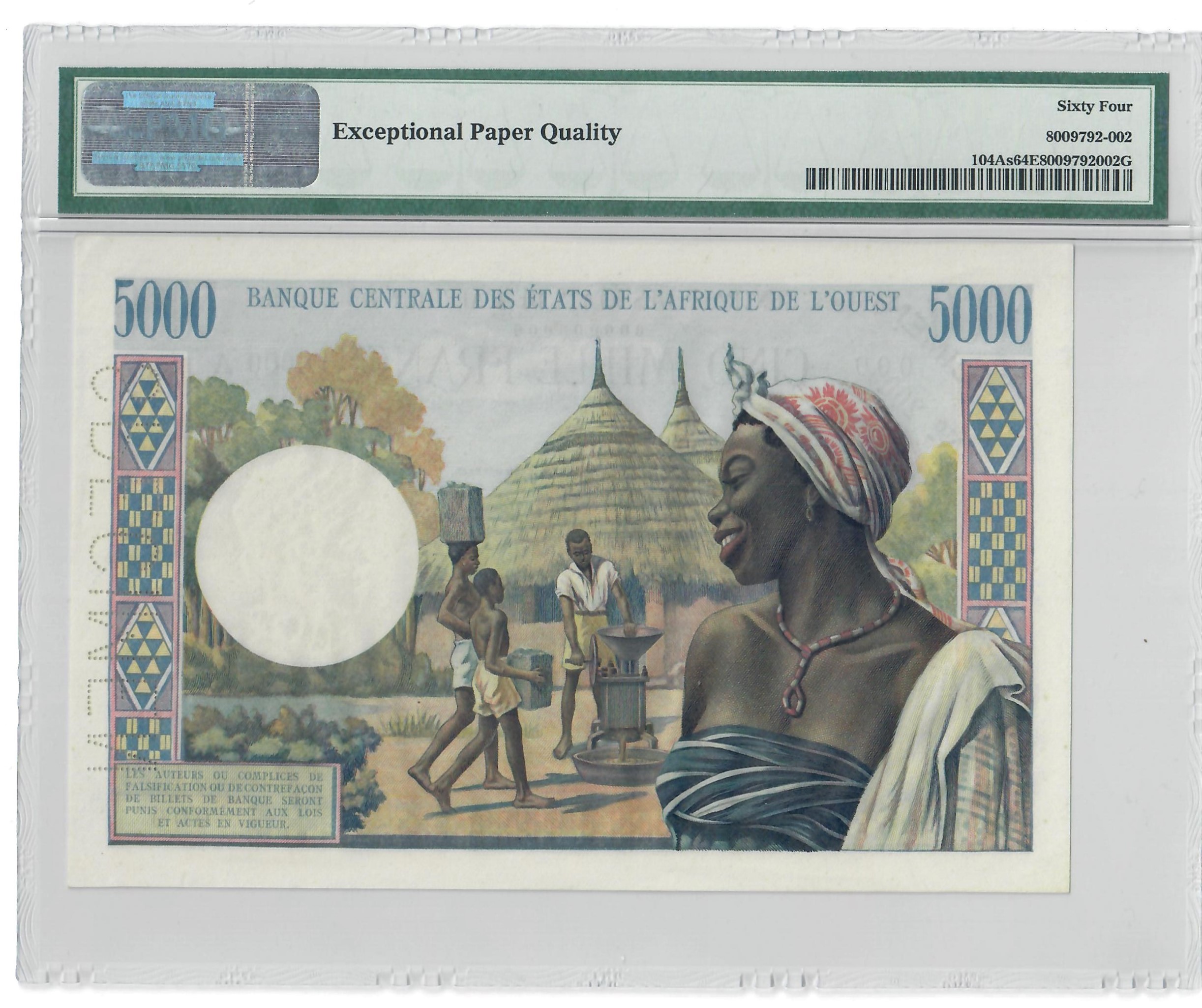 5000 Francs, Ivory Coast 1961-65 - Image 2