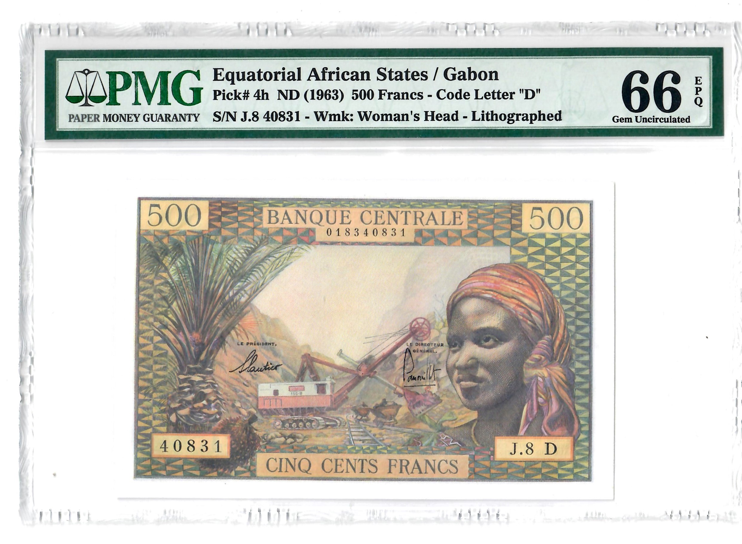 500 Francs, Gabon 1963