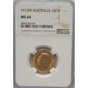 Full gold 1 sovereign,  Australia 1912 M