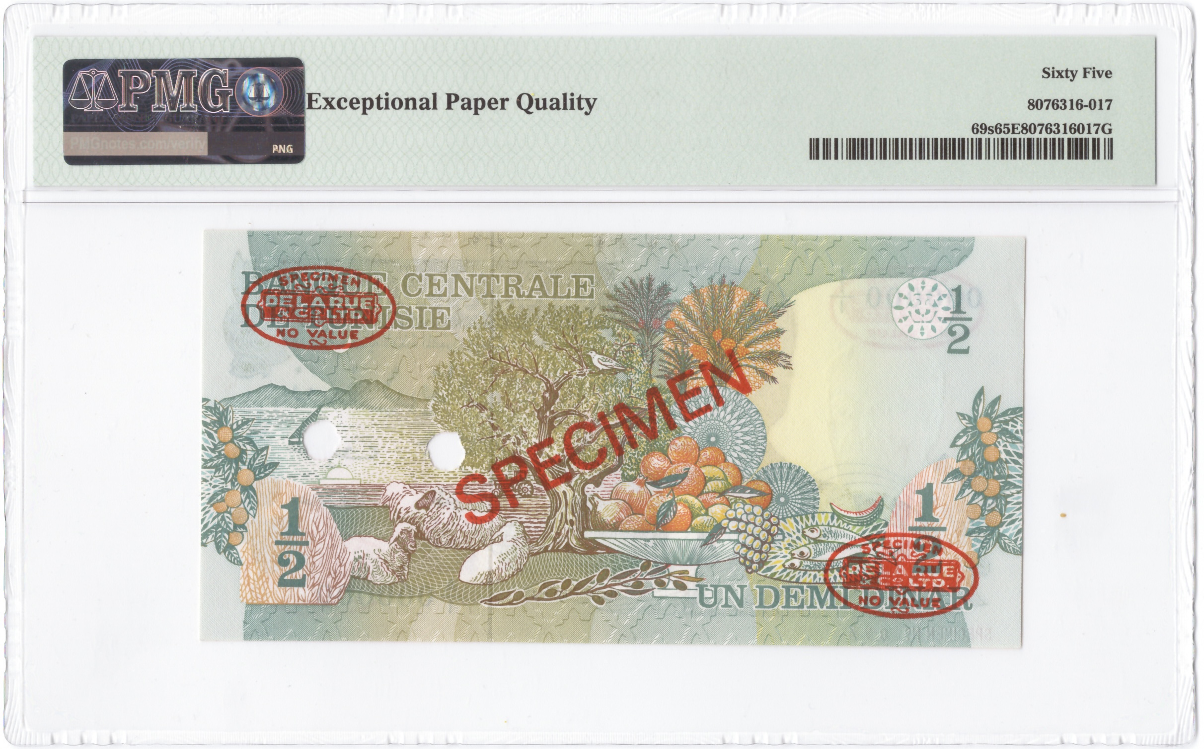 Tunisia, 1/2 Dinar 1973 (Specimen) - Image 2