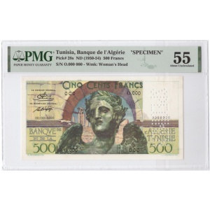 500 Francs, Tunisia “Specimen”